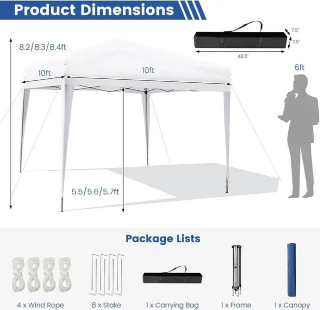 Alt view image 5 of 7 - SlickBlue 10 x 10 Feet Outdoor Pop-up Patio Canopy for  Beach and Camp