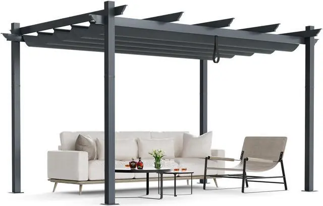 Alt view image 2 of 7 - SlickBlue 10 x 13 Feet Outdoor Aluminum Retractable Pergola Canopy Shelter