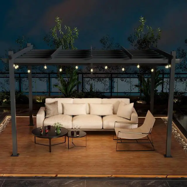 Alt view image 4 of 7 - SlickBlue 10 x 13 Feet Outdoor Aluminum Retractable Pergola Canopy Shelter