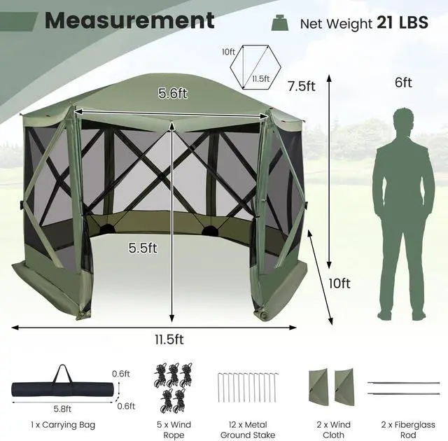 Alt view image 3 of 7 - SlickBlue 11.5 X 11.5 FT Pop-up Screen House Tent with Portable Carrying Bag