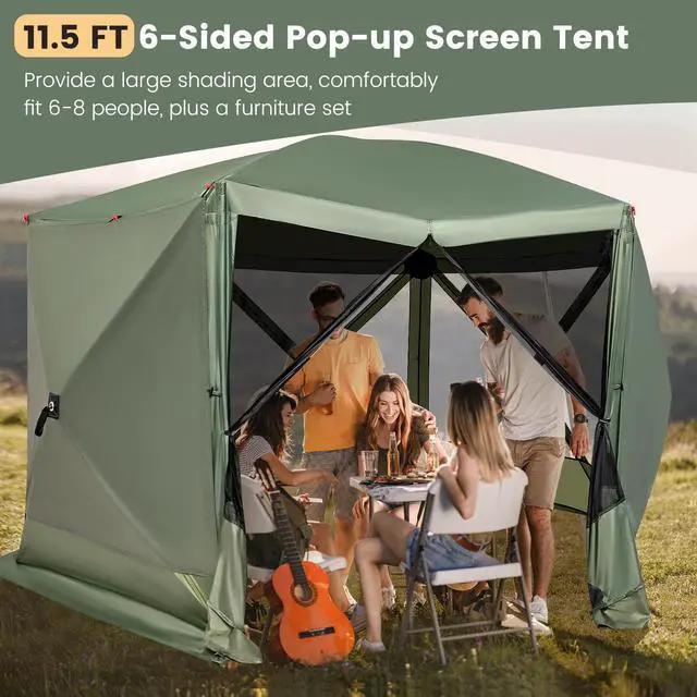 Alt view image 4 of 7 - SlickBlue 11.5 X 11.5 FT Pop-up Screen House Tent with Portable Carrying Bag
