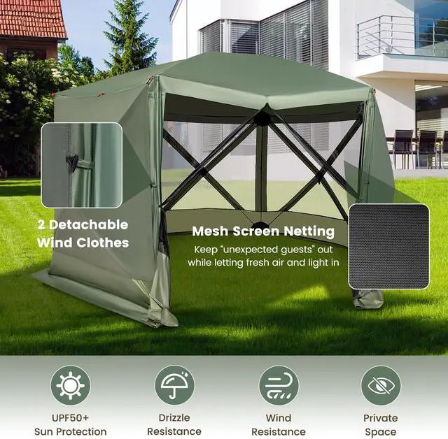 Alt view image 5 of 7 - SlickBlue 11.5 X 11.5 FT Pop-up Screen House Tent with Portable Carrying Bag