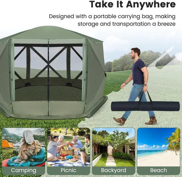 Alt view image 7 of 7 - SlickBlue 11.5 X 11.5 FT Pop-up Screen House Tent with Portable Carrying Bag