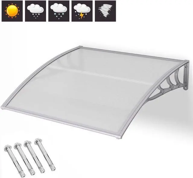 Alt view image 2 of 7 - SlickBlue 40 x 40 Inch Outdoor Polycarbonate Front Door Window Awning Canopy