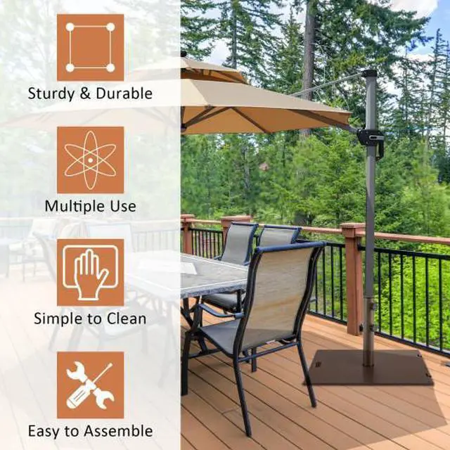Alt view image 3 of 3 - SlickBlue Portable 50 lbs Umbrella Base Stand with Handle and Wheels for Patio Square