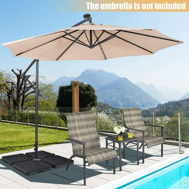 Alt view image 4 of 7 - SlickBlue 4 Pieces 13L Cantilever Offset Patio Umbrella Base with Easy-Fill Spouts