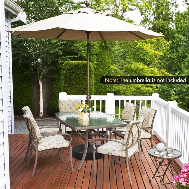 Alt view image 4 of 7 - SlickBlue 19.5 Inch Fillable Round Umbrella Base Stand for Yard Garden Poolside-Black