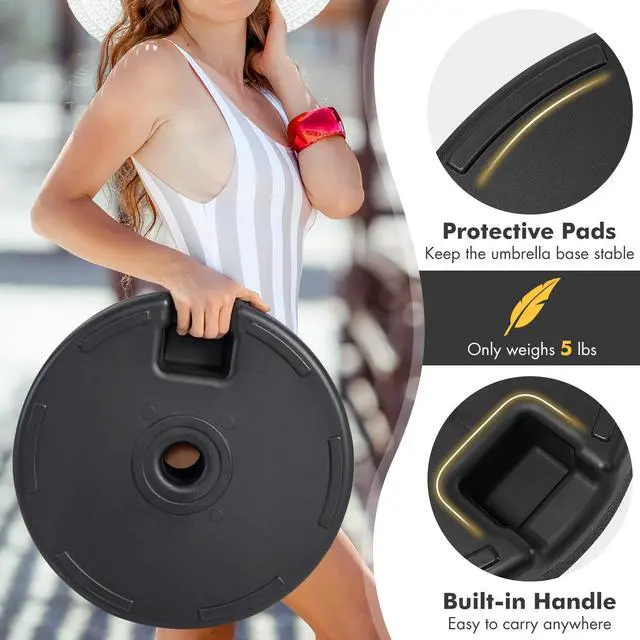 Alt view image 7 of 7 - SlickBlue 19.5 Inch Fillable Round Umbrella Base Stand for Yard Garden Poolside-Black