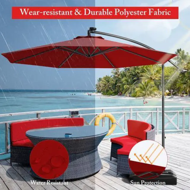 Alt view image 2 of 3 - SlickBlue 10 Feet Patio Outdoor Sunshade Hanging Umbrella without Weight Base