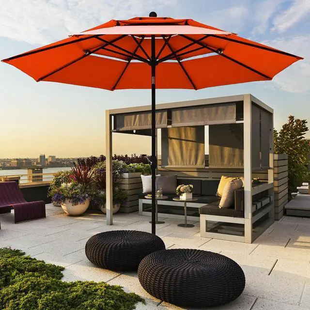 Alt view image 2 of 7 - SlickBlue 10ft 3 Tier Patio Umbrella Aluminum Sunshade Shelter Double Vented without Base