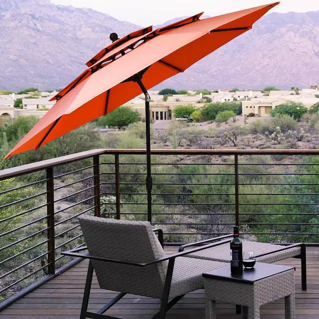 Alt view image 4 of 7 - SlickBlue 10ft 3 Tier Patio Umbrella Aluminum Sunshade Shelter Double Vented without Base