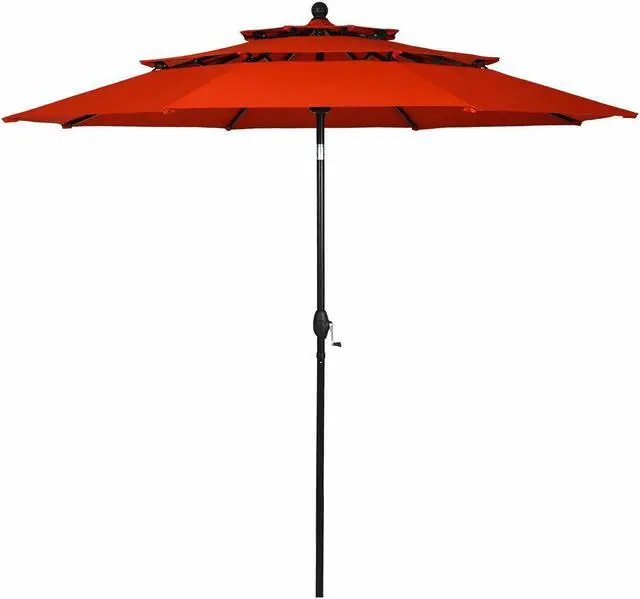 Alt view image 5 of 7 - SlickBlue 10ft 3 Tier Patio Umbrella Aluminum Sunshade Shelter Double Vented without Base
