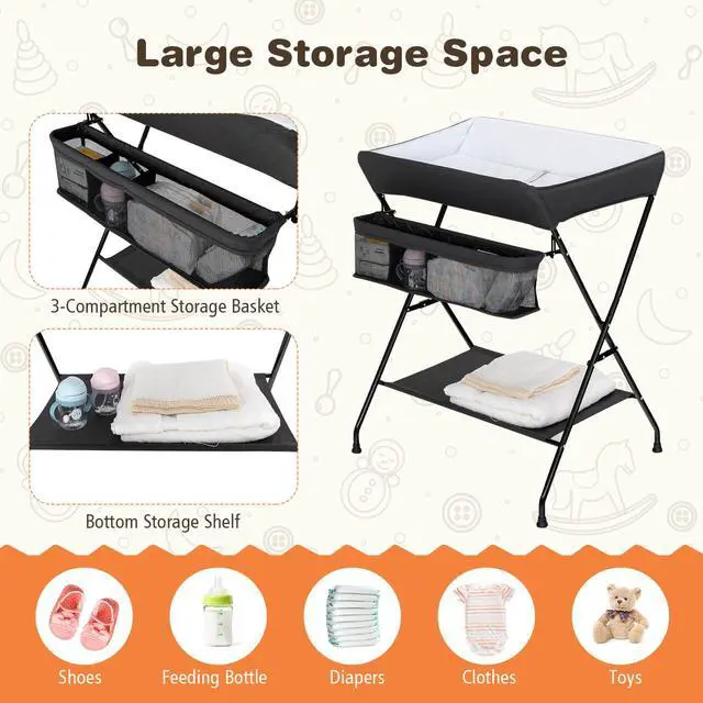 Alt view image 5 of 7 - SlickBlue Baby Storage Folding Diaper Changing Table