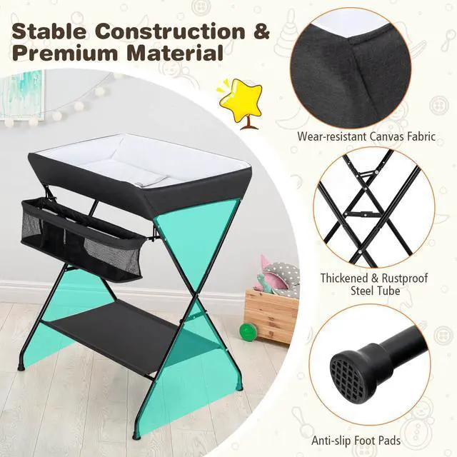 Alt view image 7 of 7 - SlickBlue Baby Storage Folding Diaper Changing Table