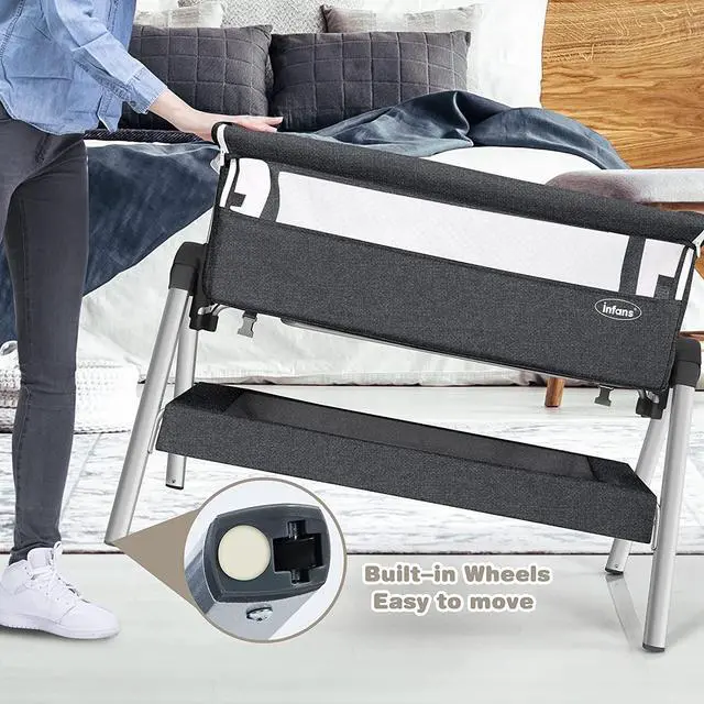 Alt view image 3 of 6 - SlickBlue Portable Baby Bedside Sleeper with Adjustable Heights and Angle