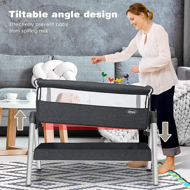 Alt view image 5 of 6 - SlickBlue Portable Baby Bedside Sleeper with Adjustable Heights and Angle