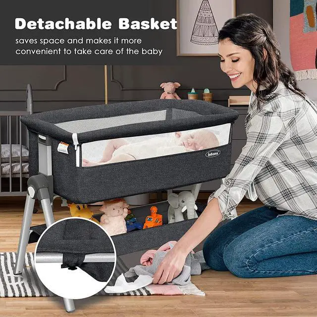 Alt view image 6 of 6 - SlickBlue Portable Baby Bedside Sleeper with Adjustable Heights and Angle