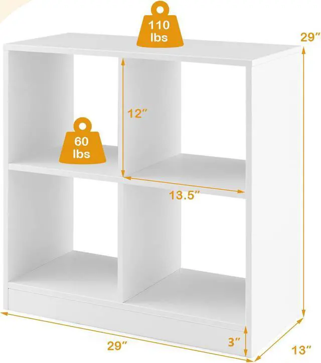 Alt view image 2 of 7 - SlickBlue 4-Cube Kids Bookcase with Open Shelves