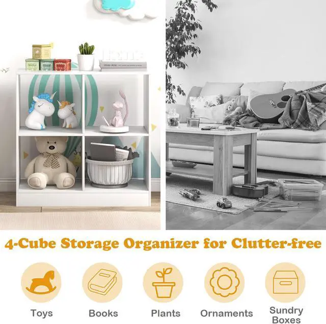 Alt view image 6 of 7 - SlickBlue 4-Cube Kids Bookcase with Open Shelves