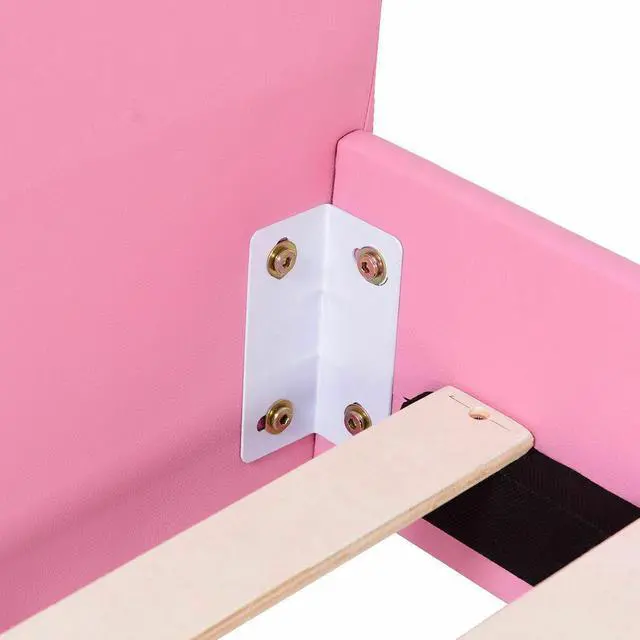 Alt view image 6 of 7 - SlickBlue Twin Size Upholstered Platform Toddler Bed with Wood Slat Support