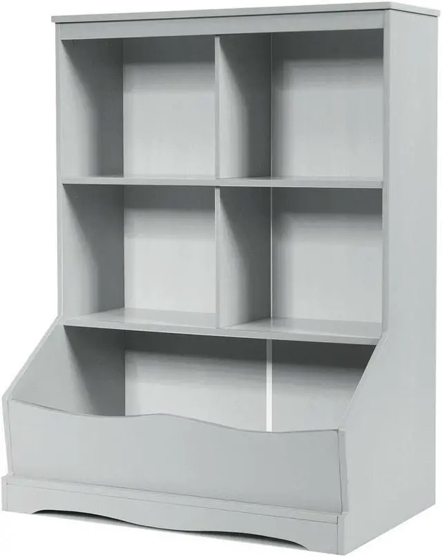 Main image of SlickBlue 3-Tier Children's Multi-Functional Bookcase Toy Storage Bin Floor Cabinet-Gray