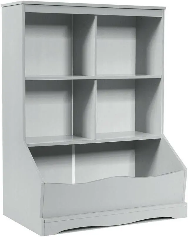 Alt view image 4 of 7 - SlickBlue 3-Tier Children's Multi-Functional Bookcase Toy Storage Bin Floor Cabinet-Gray
