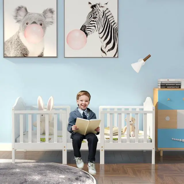 Alt view image 6 of 7 - SlickBlue 2-in-1 Classic Convertible Wooden Toddler Bed with 2 Side Guardrails for Extra Safety