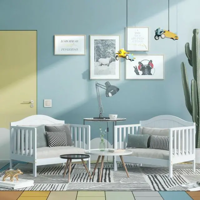 Alt view image 4 of 7 - SlickBlue 2-in-1 Classic Convertible Wooden Toddler Bed with 2 Side Guardrails for Extra Safety