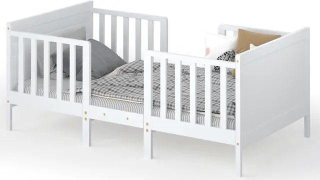 Main image of SlickBlue 2-in-1 Convertible Toddler Bed with Guardrails