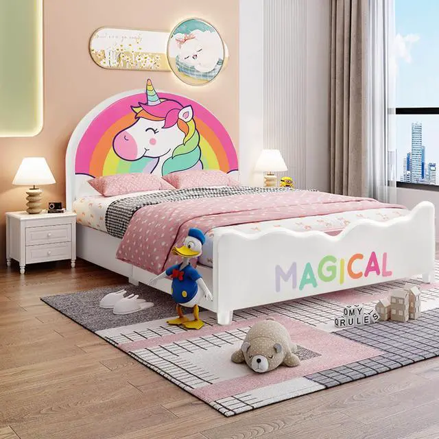 Alt view image 4 of 6 - SlickBlue Children Twin Size Upholstered  Platform Single Bed
