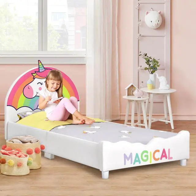 Alt view image 3 of 6 - SlickBlue Children Twin Size Upholstered  Platform Single Bed
