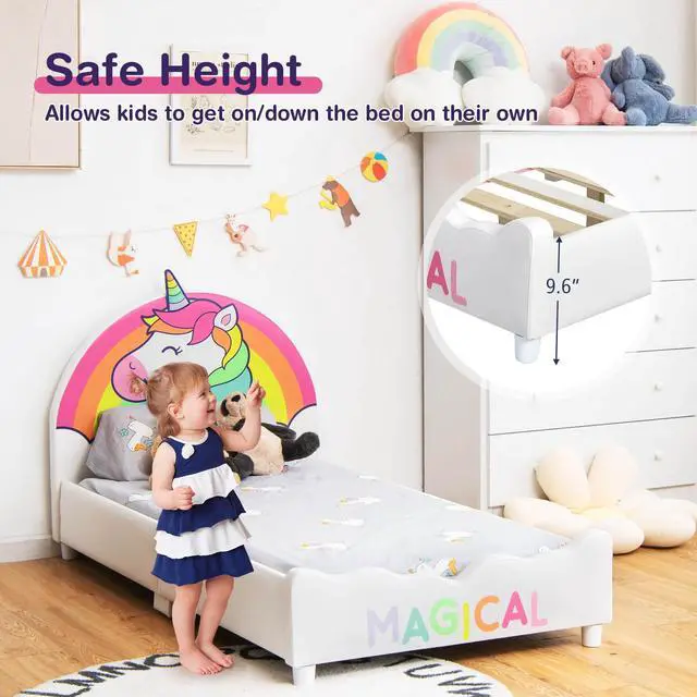 Alt view image 5 of 6 - SlickBlue Children Twin Size Upholstered  Platform Single Bed