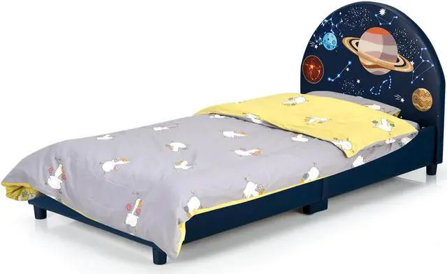 Alt view image 2 of 7 - SlickBlue Children Twin Size Upholstered  Platform Single Bed