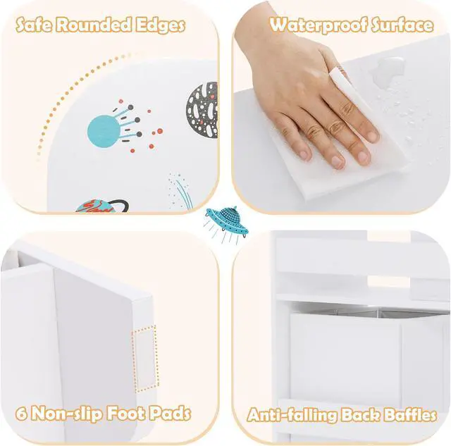 Alt view image 5 of 7 - SlickBlue Kids Toy and Book Organizer Children Wooden Storage Cabinet with Storage Bins