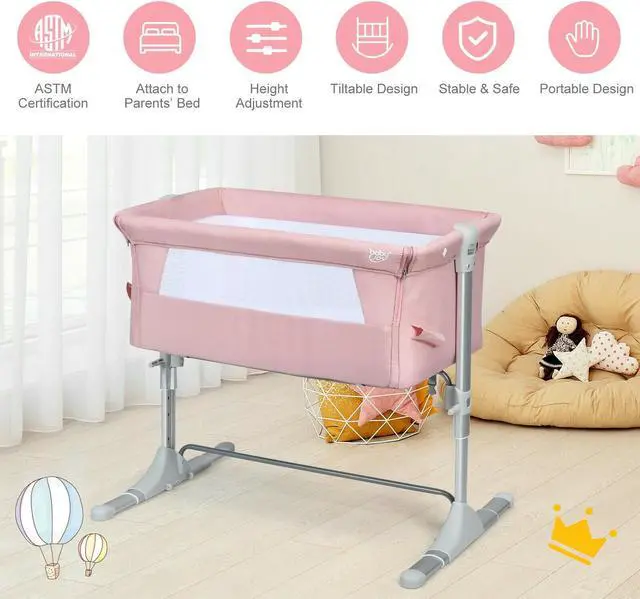 Alt view image 2 of 6 - SlickBlue Travel Portable Baby Bed Side Sleeper  Bassinet Crib with Carrying Bag