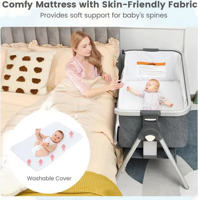 Alt view image 5 of 6 - SlickBlue Baby Bassinet Bedside Sleeper with Storage Basket and Wheel for Newborn