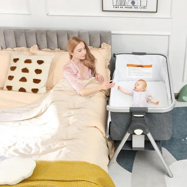 Alt view image 3 of 6 - SlickBlue Baby Bassinet Bedside Sleeper with Storage Basket and Wheel for Newborn
