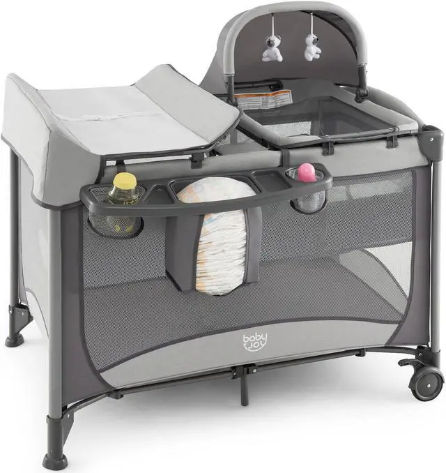 Main image of SlickBlue 5-in-1 Portable Baby Playard with Cradle and Storage Basket