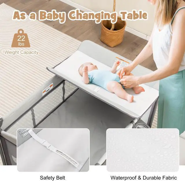Alt view image 4 of 6 - SlickBlue 5-in-1 Portable Baby Playard with Cradle and Storage Basket