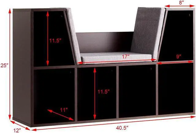 Alt view image 5 of 7 - SlickBlue 6-Cubby Kid Storage Bookcase Cushioned Reading Nook