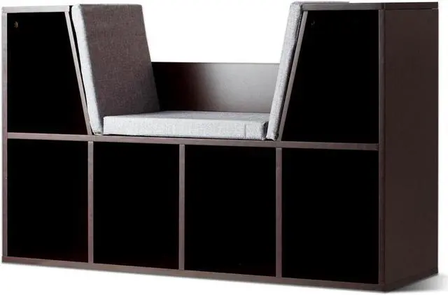 Main image of SlickBlue 6-Cubby Kid Storage Bookcase Cushioned Reading Nook