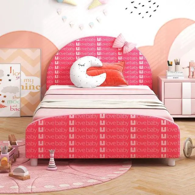 Alt view image 3 of 7 - SlickBlue  Wood Upholstered Twin Bed Platform with Slat Support
