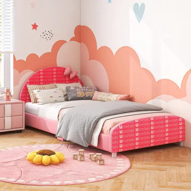 Alt view image 4 of 7 - SlickBlue  Wood Upholstered Twin Bed Platform with Slat Support