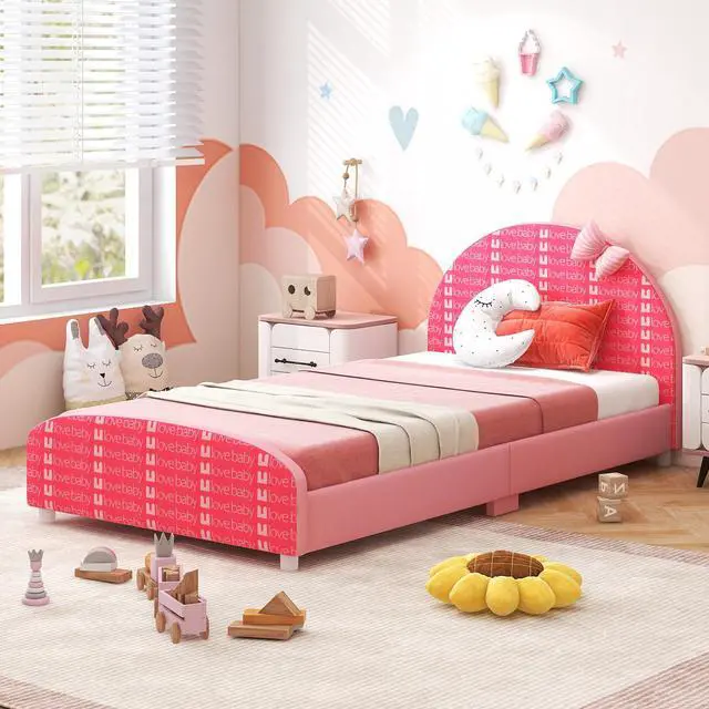 Alt view image 6 of 7 - SlickBlue  Wood Upholstered Twin Bed Platform with Slat Support