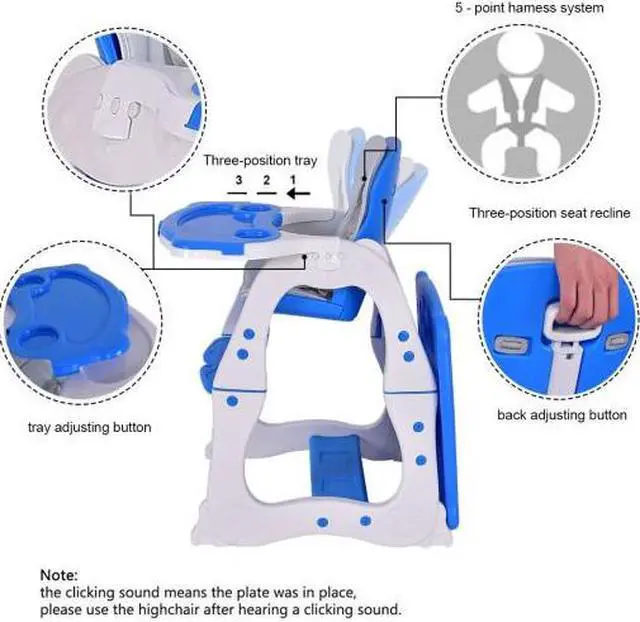 Alt view image 3 of 3 - SlickBlue 3 in 1 Infant Table and Chair Set Baby High Chair