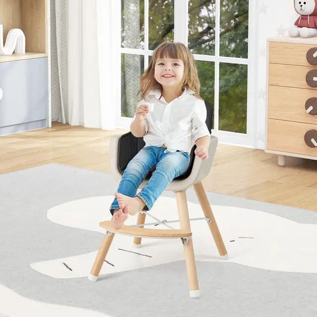 Alt view image 2 of 6 - SlickBlue 3-in-1 Convertible Wooden High Chair with Cushion