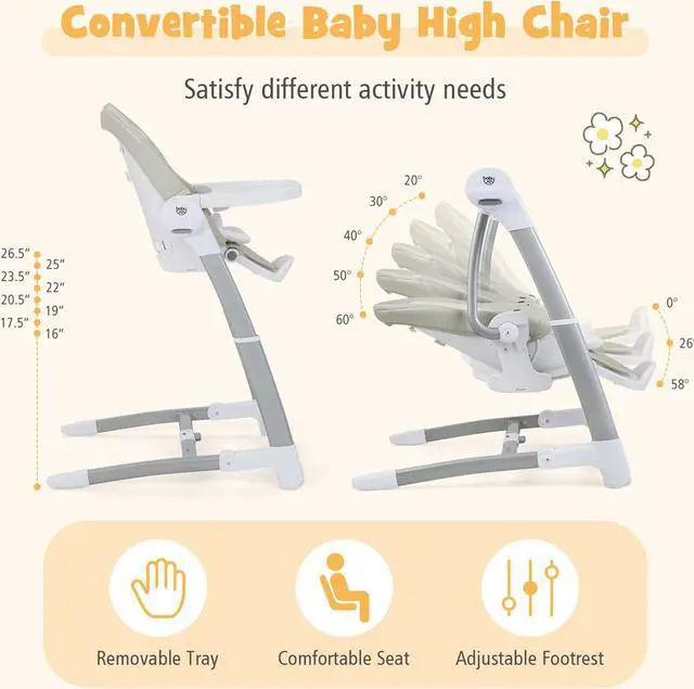 Alt view image 5 of 6 - SlickBlue Baby Folding High Chair with 8 Adjustable Heights and 5 Recline Backrest