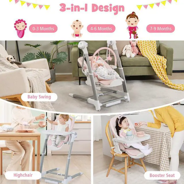 Alt view image 3 of 6 - SlickBlue Baby Folding High Chair with 8 Adjustable Heights and 5 Recline Backrest