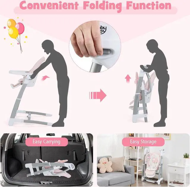 Alt view image 5 of 6 - SlickBlue Baby Folding High Chair with 8 Adjustable Heights and 5 Recline Backrest