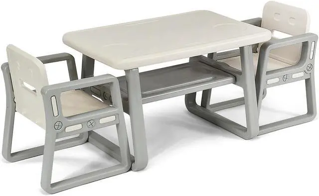 Main image of SlickBlue Kids Table and 2 Chairs Set with Storage Shelf